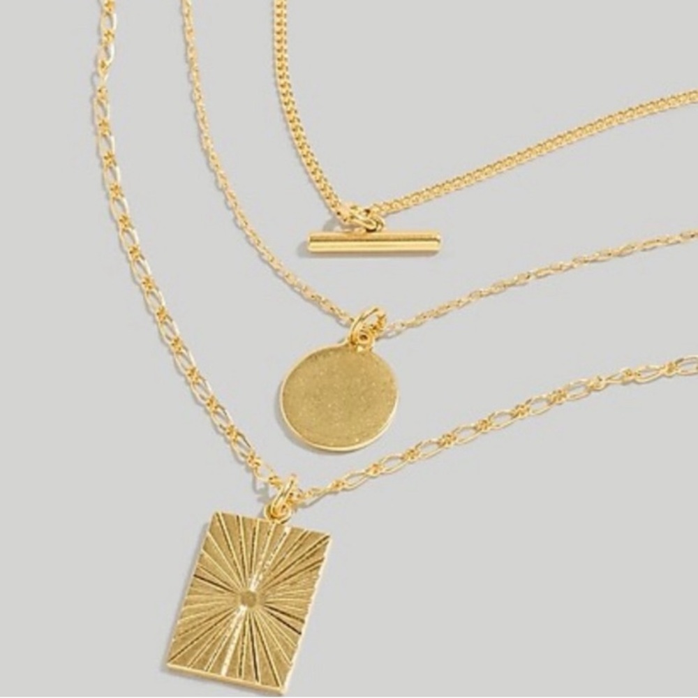 Madewell Three-Piece Etched Necklace Set NWOT